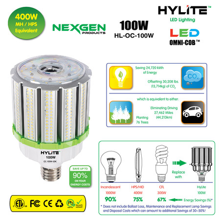 Hylite 100 W LED 400-W EQ Mogul Base E-26 360 Degree HL-OC-100W-EX39-50K